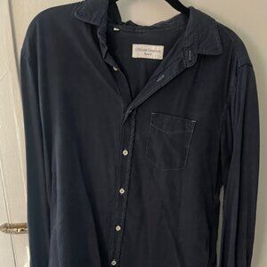 Officine Generale Midnight Blue Lyocell Button Up Shirt - size medium